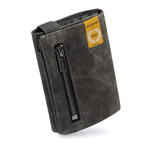 GUGGIARI® Wallet - Hochwertiges Leder Slim Wallet – Weiche und Slim Wallet mit Münzfach - Geldbeutel Herren – RFID Geldbeutel Herren (Charcoal) von GUGGIARI