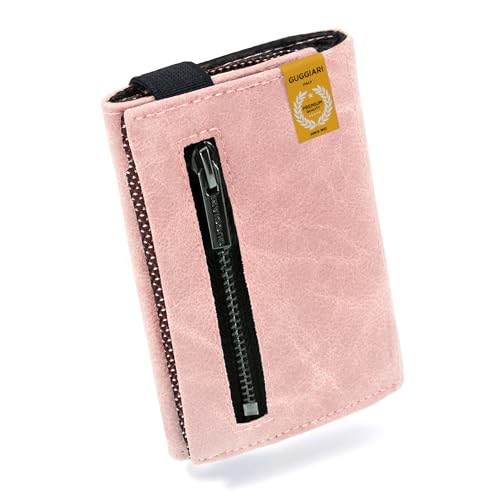GUGGIARI® Slim Wallet mit Münzfach aus Microfaser Jacquard mit RFID Schutz - Schlankes Portemonnaie für Kreditkarten - Kreditkartenetui - Brieftasche für unterwegs (ROSA) von GUGGIARI