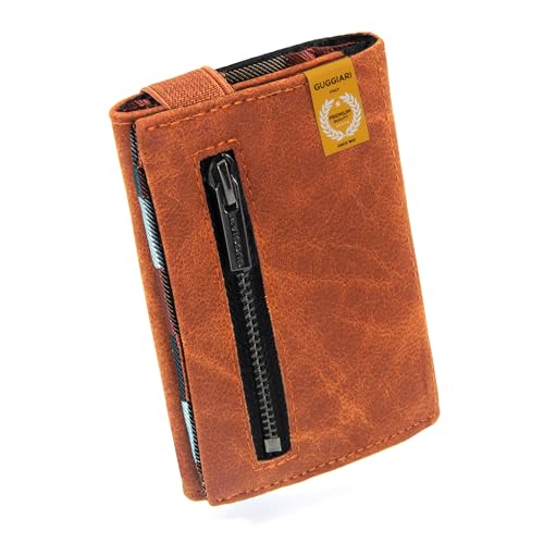 GUGGIARI® Slim Wallet mit Münzfach aus Microfaser Jacquard mit RFID Schutz - Schlankes Portemonnaie für Kreditkarten - Kreditkartenetui - Brieftasche für unterwegs (RUGGINE) von GUGGIARI