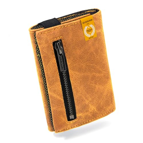 GUGGIARI® Slim Wallet mit Münzfach aus Microfaser Jacquard mit RFID Schutz - Schlankes Portemonnaie für Kreditkarten - Kreditkartenetui - Brieftasche für unterwegs (Timber) von GUGGIARI