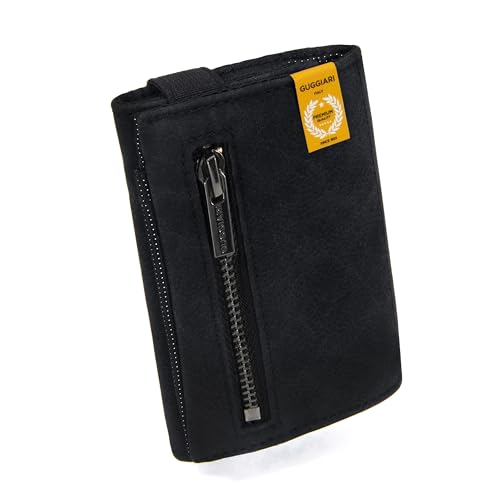 GUGGIARI® Wallet - Hochwertiges Leder Slim Wallet – Weiche und Slim Wallet mit Münzfach - Geldbeutel Herren – RFID Geldbeutel Herren (Black) von GUGGIARI