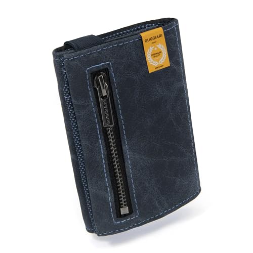 GUGGIARI® Wallet - Hochwertiges Leder Slim Wallet – Weiche und Slim Wallet mit Münzfach - Geldbeutel Herren – RFID Geldbeutel Herren (Indigo) von GUGGIARI