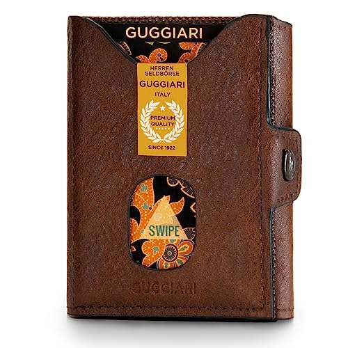 GUGGIARI Zen® Kleine Geldbörse Herren - Schmale Geldbörse - Geldbörse klein mit Münzfach und Kreditkartenfächern - Kartengeldbeutel - Geldbeutel (Noce) von GUGGIARI