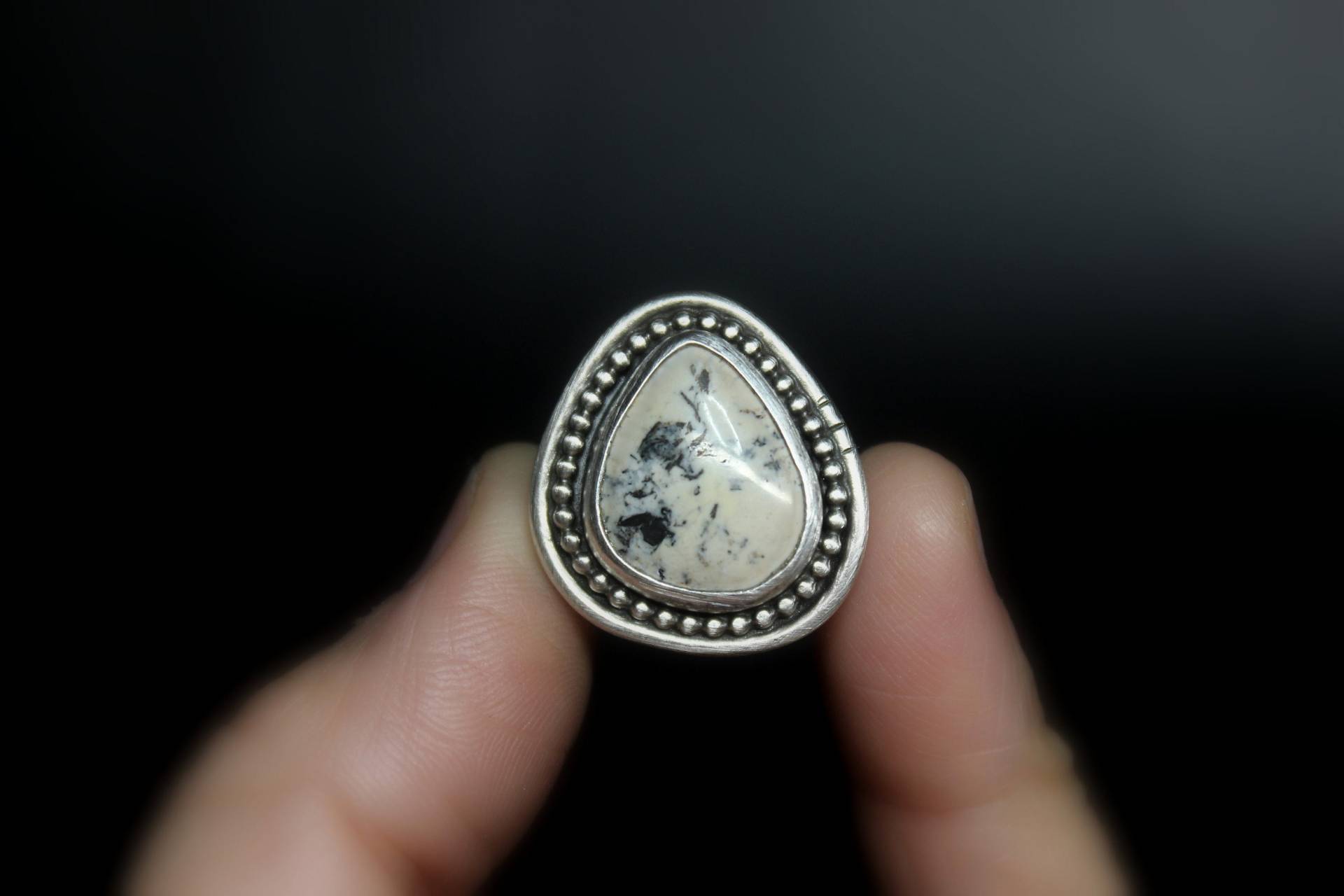 Grösse 7.25 - White Buffalo Türkis Sterling Silber Ring #03 | Geometrisch Minimalistisch Boho Gugma Schmuck von GUGMA