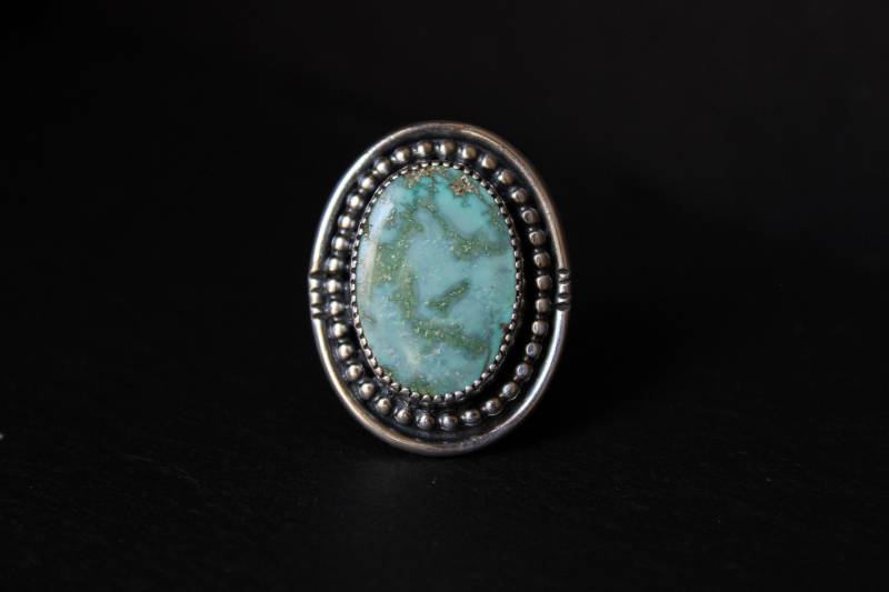 Größe 8 - Oval Türkis Berg Sterling Silber Statement Ring | Nevada Mine Boho Minimalist Gugma Schmuck von GUGMA