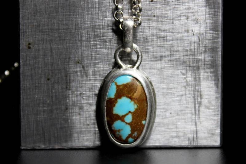 Oval Royston Boulder Türkis Sterling Silber Halskette | Statement Kette Boho Minimalist Gugma Schmuck von GUGMA