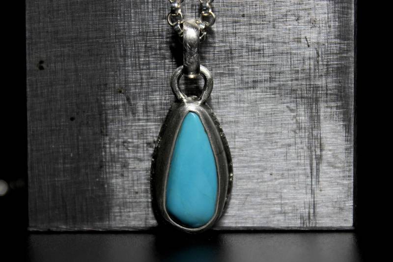Tropfen Blau Royston Türkis Sterling Silber Halskette | Statement Kette Boho Minimalist Gugma Schmuck von GUGMA