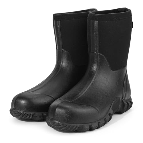 GUGULUZA Herren Halbe Gummistiefel Neopren Isoliert Wasserdicht Angeln Hof Stiefel Schwarz von GUGULUZA