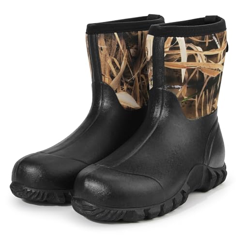 GUGULUZA Herren Halbe Gummistiefel Neopren Isoliert Wasserdicht Angeln Hof Stiefel Tarnung von GUGULUZA