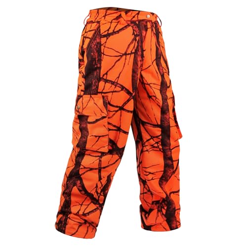 GUGULUZA Jagdhose für Herren, lautlose Jagdhose mit Fleecefutter, wasserabweisend, Camouflage-Kleidung für Hirschjagd, Orange/Abendrot im Zickzackmuster (Sunset Chevron), XXL von GUGULUZA
