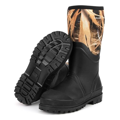 GUGULUZA Neopren Isoliert Gummistiefel für herren Jagd Angeln Hof warme Wasserdicht Stiefel Tarnung von GUGULUZA