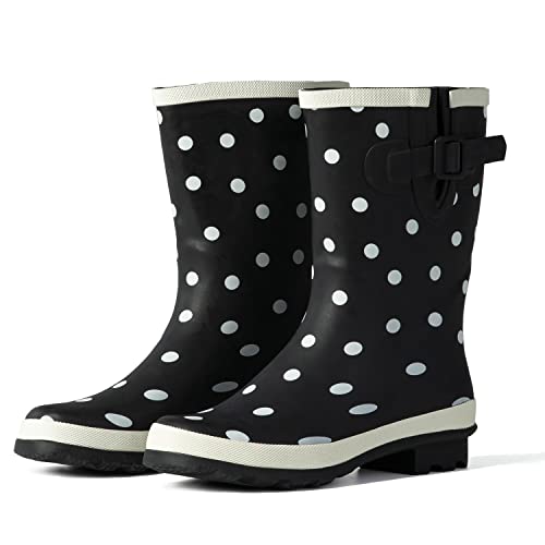 GUGUMIMI Gummistiefel Damen Halbhoch-Wasserdicht Regenstiefel Weitschaft Gummistiefel Damen Bunt Gummi Stiefel Stiefeletten Regen Boots von GUGUMIMI