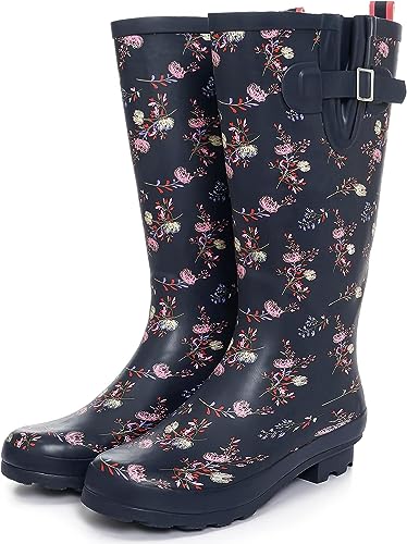 GUGUMIMI Gummistiefel für Damen,Wasserdichte Gummistiefel für Damen,Hohe Gummistiefel für Damen (Tagundnachtgleiche Blume, adult, women, numeric_37, numeric, eu_footwear_size_system, medium) von GUGUMIMI