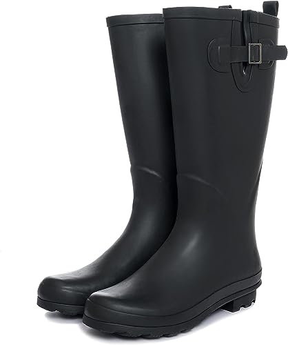 GUGUMIMI Gummistiefel für Damen,Wasserdichte Gummistiefel für Damen,Hohe Gummistiefel für Damen (schwarz, adult, women, numeric_37, numeric, eu_footwear_size_system, medium) von GUGUMIMI