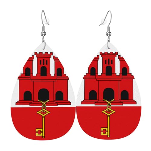 Leder-Ohrringe in Tropfenform für Damen, Flagge von Mahabad, leichte Hängeohrringe, Schmuckzubehör, Einheitsgröße, Leder von GUHAOT