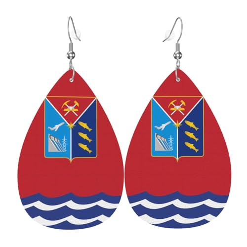 Leder-Ohrringe in Tropfenform für Damen, Flagge von Mahabad, leichte Hängeohrringe, Schmuckzubehör, Einheitsgröße, Leder von GUHAOT