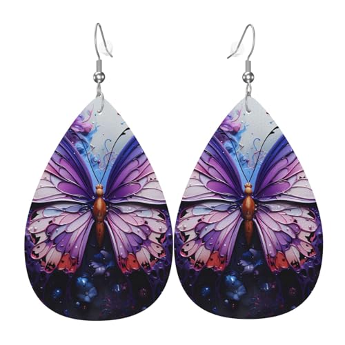 Leder-Ohrringe in Tropfenform für Damen, Rugby auf Feuer, leichte Tropfenohrringe, Schmuckzubehör, Einheitsgröße, Leder von GUHAOT