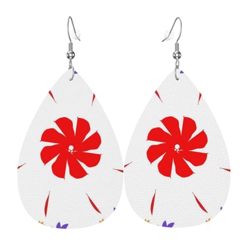 Leder-Ohrringe in Tropfenform für Damen, einfarbig, blauer Druck, leicht, Schmuckzubehör, Einheitsgröße, Leder von GUHAOT