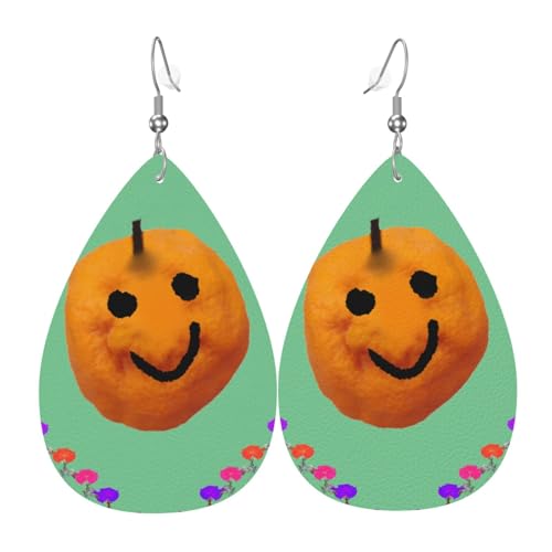 Leder-Ohrringe in Tropfenform für Damen, einfarbig, blauer Druck, leicht, Schmuckzubehör, Einheitsgröße, Leder von GUHAOT