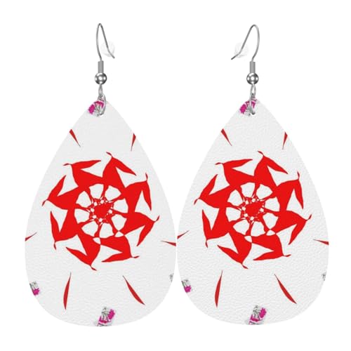 Leder-Ohrringe in Tropfenform für Damen, einfarbig, blauer Druck, leicht, Schmuckzubehör, Einheitsgröße, Leder von GUHAOT