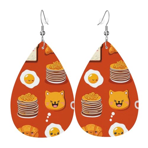 Leder-Ohrringe in Tropfenform für Damen, flüssiger Kunstdruck, leichte Tropfenohrringe, Schmuckzubehör, Einheitsgröße, Leder von GUHAOT