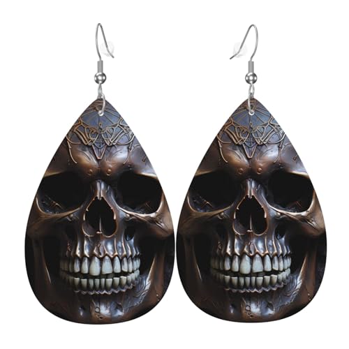 Leder-Tropfen-Ohrringe für Damen, Hundemädchen mit Blumendruck, leichte Tropfenohrringe, Schmuckzubehör, Einheitsgröße, Leder von GUHAOT