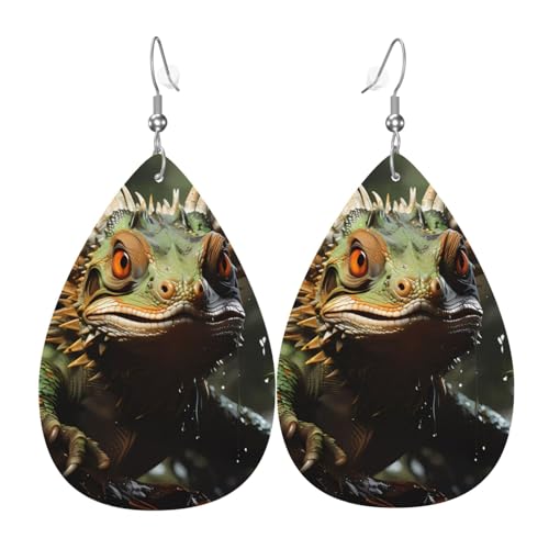 Leder-Tropfen-Ohrringe für Damen, Leopardenmuster, leicht, Schmuckzubehör, Einheitsgröße, Leder von GUHAOT