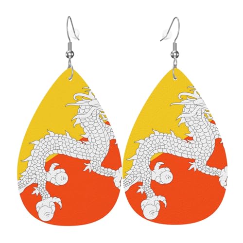 Leder-Tropfen-Ohrringe für Damen, Usbekistan-Flagge, leicht, Tropfenohrringe, Schmuckzubehör, Einheitsgröße, Leder von GUHAOT