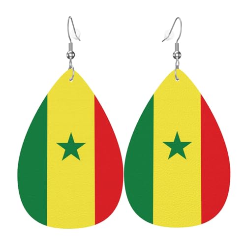 Leder-Tropfen-Ohrringe für Damen, Usbekistan-Flagge, leicht, Tropfenohrringe, Schmuckzubehör, Einheitsgröße, Leder von GUHAOT