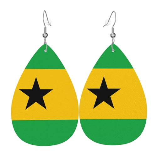 Leder-Tropfen-Ohrringe für Damen, Usbekistan-Flagge, leicht, Tropfenohrringe, Schmuckzubehör, Einheitsgröße, Leder von GUHAOT