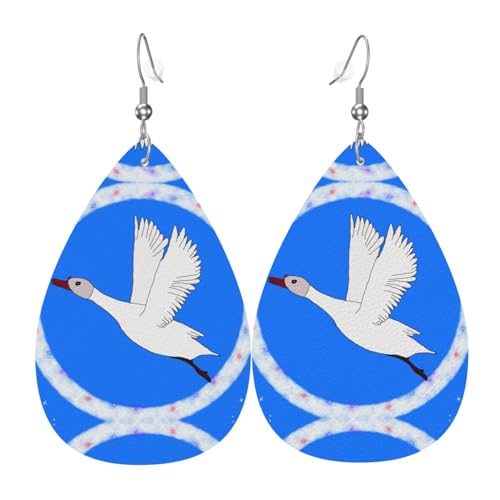 Leder-Tropfen-Ohrringe für Damen, griechische Flagge, leicht, Tropfenohrringe, Schmuckzubehör, Einheitsgröße, Leder von GUHAOT