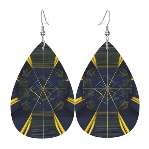 Leder-Tropfen-Ohrringe für Damen, mehrdimensionaler Weltraumdruck, leichte Tropfenohrringe, Schmuckzubehör, Einheitsgröße, Leder von GUHAOT