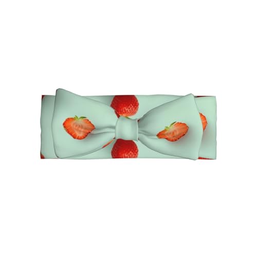 Weiches Haarband für Babys, Mädchen, Schleife, niedlich, Erdbeer- und Blatt-Druck, Haarband für Neugeborene, Säuglinge, Kleinkinder von GUHAOT