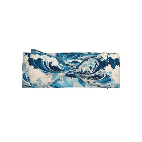 Weiches Haarband für Babys, Mädchen, Schleife, niedlich, Ukiyo-e-Stil, Wellen-Druck, Haarband für Neugeborene, Säuglinge, Kleinkinder von GUHAOT