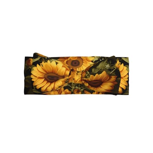 Weiches Haarband für Babys, Mädchen, Schleife, niedliche Kopfbedeckung mit gelbem Sonnenblumen-Druck, Haarband für Neugeborene, Säuglinge, Kleinkinder von GUHAOT