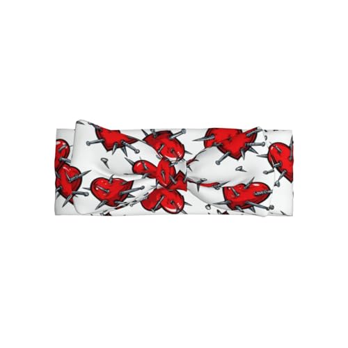 Weiches Haarband für Babys, Mädchen, Schleife, niedliches Kopfbedeckung, rotes Herz mit Nägeln, für Neugeborene, Säuglinge, Kleinkinder von GUHAOT