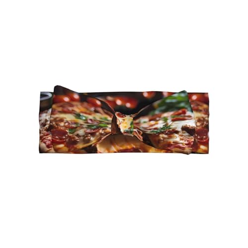 Weiches Haarband mit Schleife für Babys, Mädchen, niedliche Kopfbedeckung, verlockende Wurst-Pizza-Druck, Haarband für Neugeborene, Säuglinge, Kleinkinder von GUHAOT
