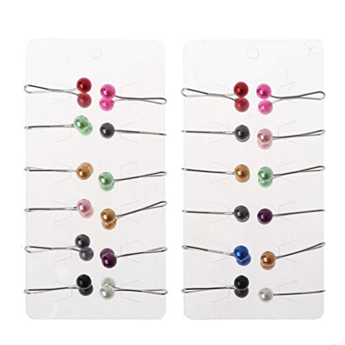 GUHEXIA 24 stücke Multi Farben Hals Perle Clips Dame Kopftuch Schal U-pin Perle Clips Mode Turban Zubehör Jewerly von GUHEXIA