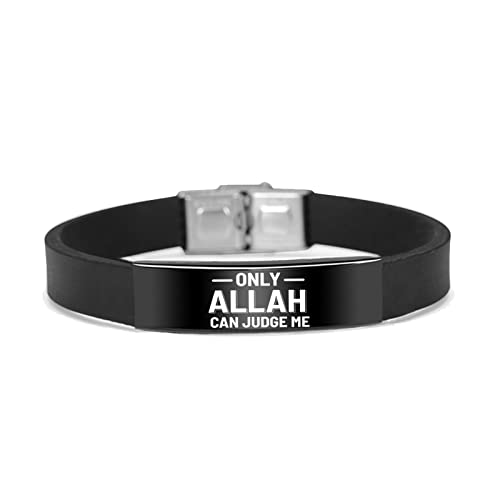 GUHEXIA Allah mit uns-Armband, Unisex, Edelstahl, verstellbar, Allah-Islam-Armband, Silikonarmband für Damen und Herren, Schmuck von GUHEXIA