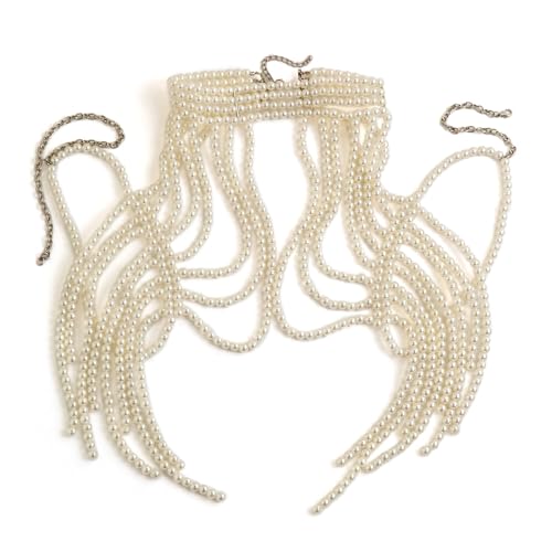 GUHEXIA Elegante Perlen-Schulterkette, Körperkette, modischer Körperschmuck, Körperhalskette, Perlenkette, perfektes Geschenk für Frauen und Mädchen von GUHEXIA
