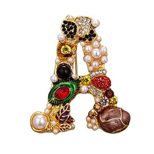 GUHEXIA Exquisite Perlenbrosche mit Buchstaben A/G/M/S, edle Pullover-Perlen-Diamantbrosche, Überraschungsgeschenk zum Valentinstag, Muttertag von GUHEXIA