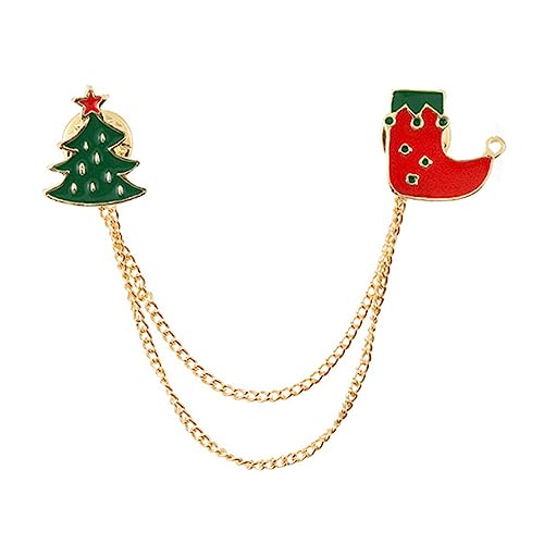 GUHEXIA Mode Weihnachten Brosche Quasten Kette Kleidung Pin Santa Baum Kranz Geschenk Abzeichen Revers Pin Party Schmuck Festliche Pin von GUHEXIA