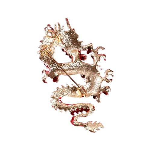 GUHEXIA Modische Brosche in Drachenform, eleganter chinesischer Stil, Tierkreiszeichen, Anstecknadel, Zubehör für Frauen und Mädchen, einzigartiges Brustornament von GUHEXIA