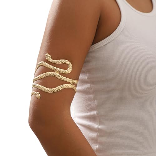 GUHEXIA Oberarm-Armband aus Metall in Schlangenform, modisches Armreif, offener Armreif, verstellbar, Manschettenarmband, Schmuck für Damen und Herren von GUHEXIA