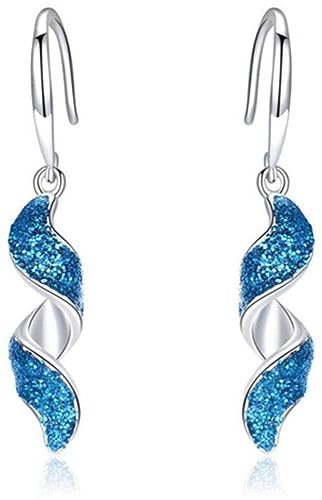 Gold Ohrringe Echt Silber Blau Spirale Ohrringe für Frauen 925 Sterling Silber Tropfen Ohrringe Weihnachten Party Schmuck, von GUHPZA