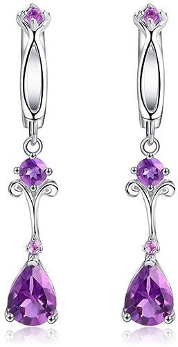 Gold Ohrringe Ohrringe für Frauen Natürliche Amethyst Tropfen Ohrring 925 Sterling Silber Blume Ohrringe Edlen Schmuck, von GUHPZA