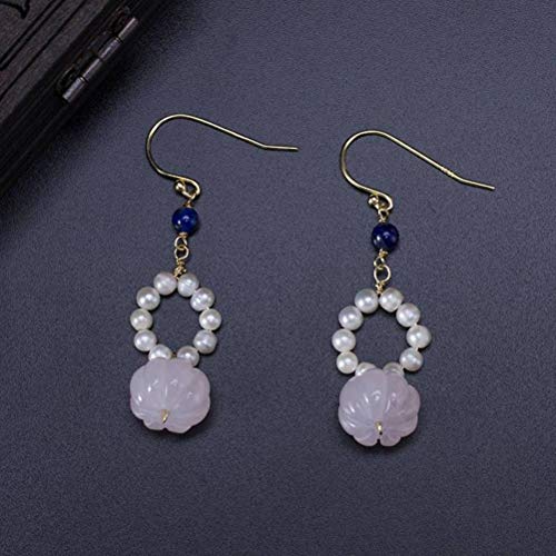 Ohrhänger, Ohrstecker für Damen, S925 Silber, natürlicher Lapislazuli, rosa Kristall, Hirseperlen, Kürbisperlen, Ohrringe für Damen, DIY, handgefertigt, Ohrringe im antiken Stil (Kürbis, Einheitsgrö von GUHPZA