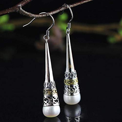 Ohrhänger, Ohrstecker für Frauen, indonesischer Stil, Liebe, ethnischer Stil, alte Ohrringe, S925 Sterlingsilber, Schmuck, hohle Perlenohrringe (Perle, Einheitsgröße) von GUHPZA