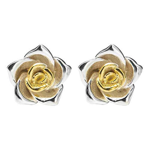 Ohrhänger, fünfblättrige Rose, S925 Silber, getrennte Ohrringe, Damen-Ohrstecker mit Blumenmotiv, im antiken Stil (Roségold 925 Silber) von GUHPZA