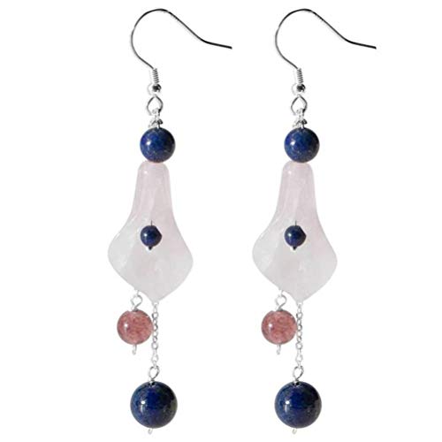 Ohrhänger Ohrstecker für Damen S925 Silber Calla Lily Pink Kristall Lapislazuli Ohrringe Klassisch Schöne Kunst Dame Temperament Handgemachte Natürliche Ohrringe von GUHPZA